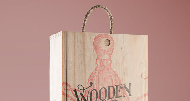 Psd Wine Wood Box Mockup Vol3