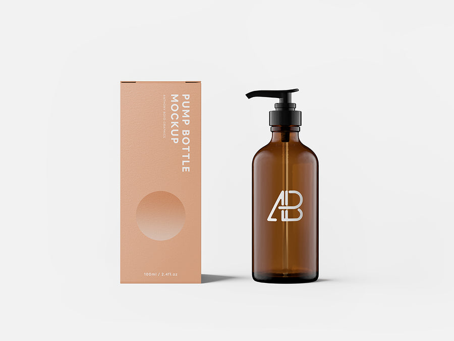 Pump Bottle With Box Mockup
