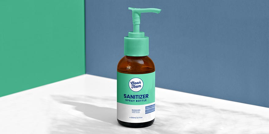 Pump Spray Amber Bottle Mockup Psd