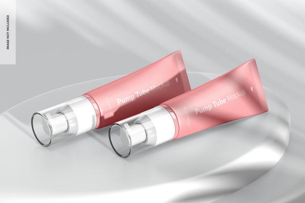 Pump Tubes Mockup, Perspective View Psd