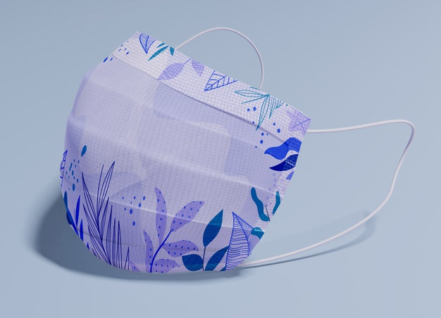 Purple Mask With Leaves Pattern Psd