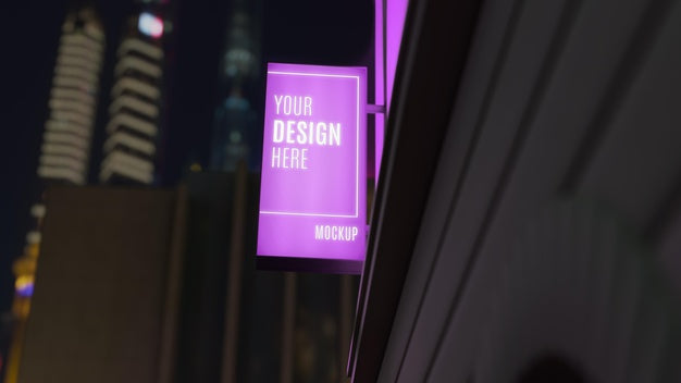 Purple Night Business Sign Psd