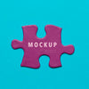 Purple Piece Of Puzzle On Blue Background Psd