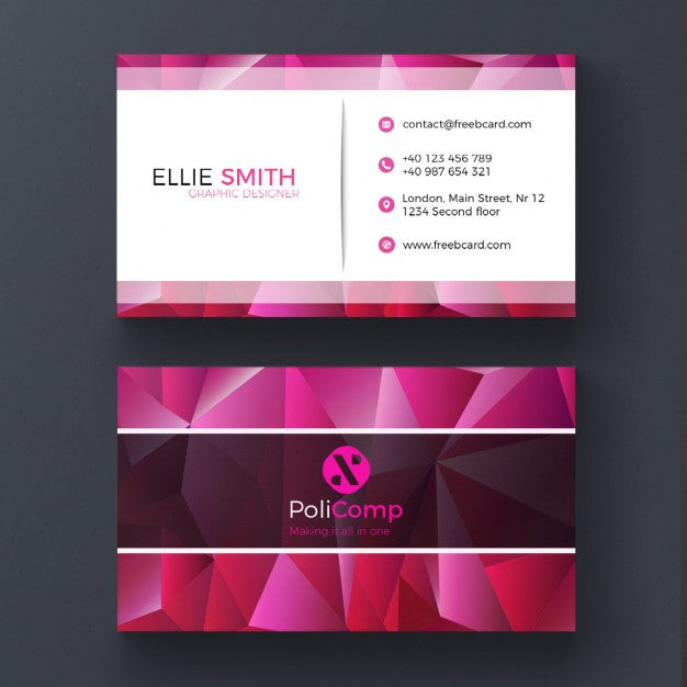 Purple Polygonal Business Card Psd