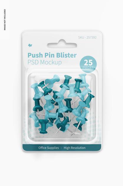 Push Pin Blister Mockup, Top View Psd