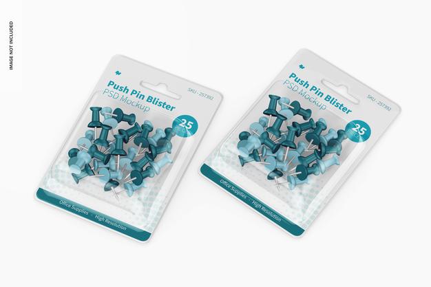 Push Pin Blisters Mockup Psd