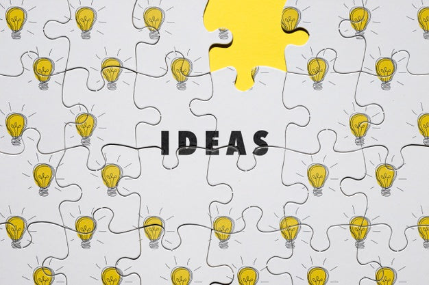 Puzzle Concept With Light Bulbs Psd