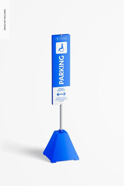 Pyramid Base Sign Stand Mockup Psd