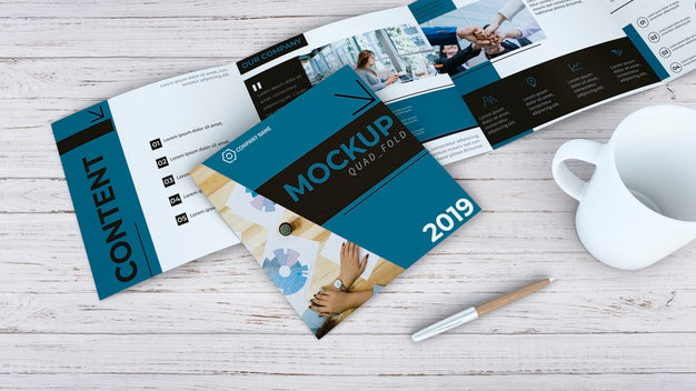 Quadfold Brochure Mockup Psd