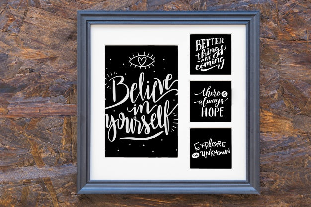 Quote And Frame Mockup Concept Psd