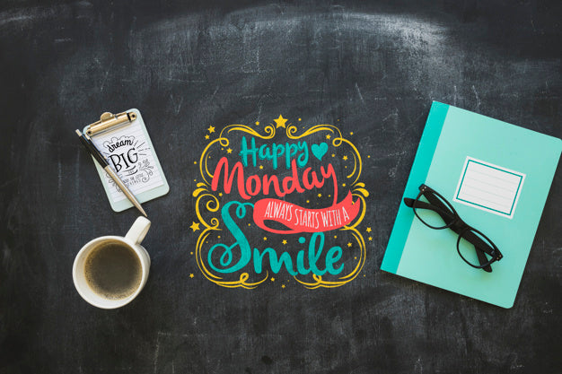 Quote Mockup On Chalkboard With Coffee Psd