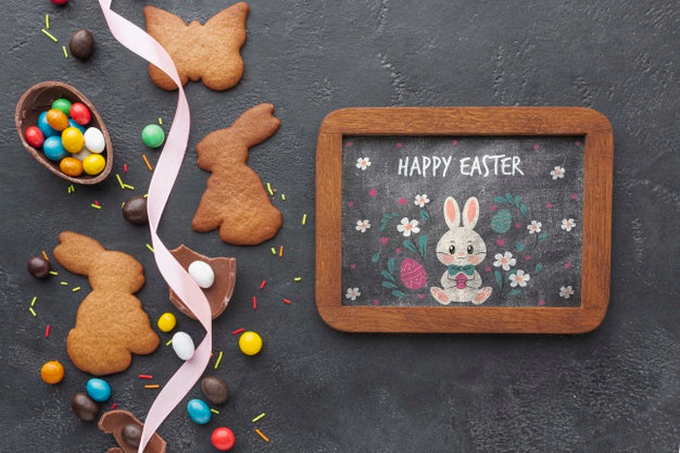 Rabbit Shape Cookies With Eggs Psd