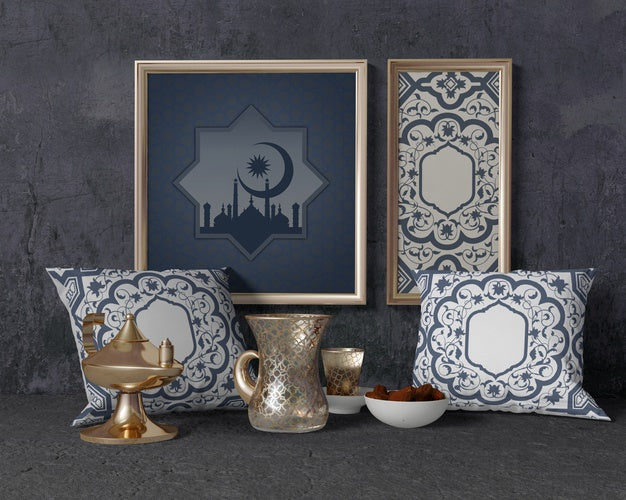 Ramadan Composition With Frame And Pillows Psd