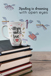Reading Is Dreaming With Open Eyes Quote And Pile Of Books Psd