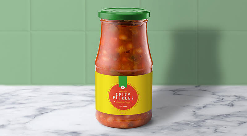 Ready Made Meal / Pickle Bottle Mockup Psd