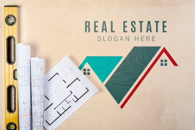 Real Estate Slogan With Building Plans Psd