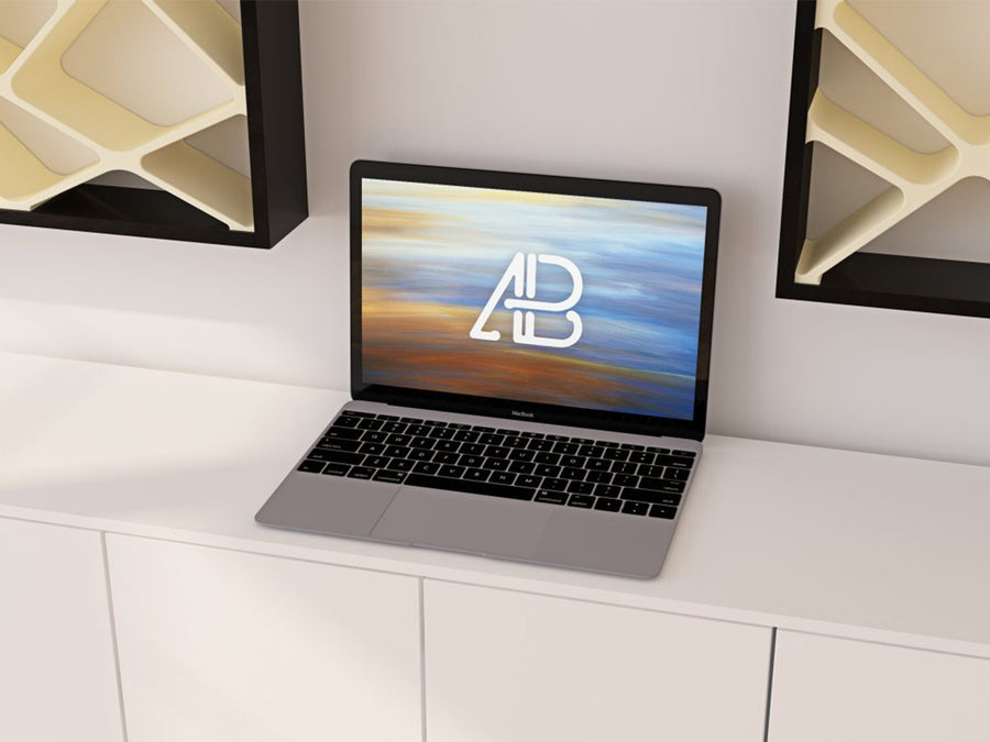 Realistic 12-Inch Macbook Mockup