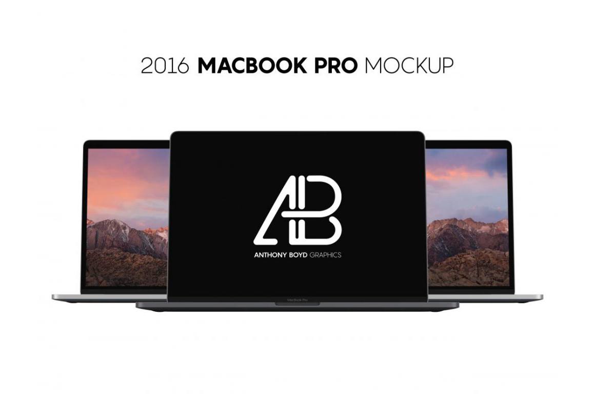 Realistic 2016 Space Gray Macbook Pro Mockup Vol.9