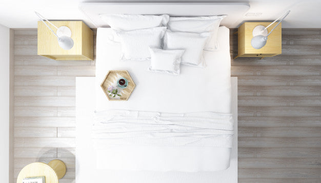 Realistic Bright Modern Double Bedroom With Furniture Psd