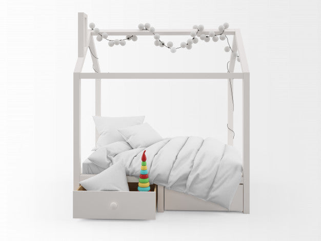 Realistic Cute Child Bed With House Shape Psd