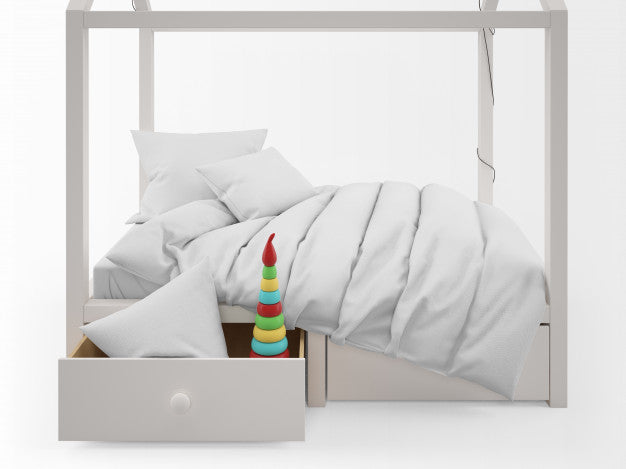 Realistic Cute Child Bed With House Shape Psd