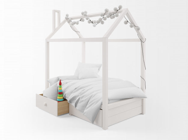 Realistic Cute Child Bed With House Shape Psd