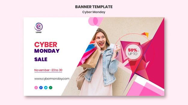 Realistic Cyber Monday Banner Template Psd