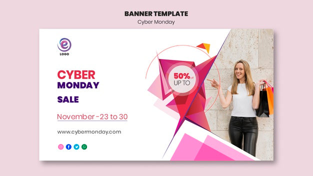 Realistic Cyber Monday Banner Template Psd