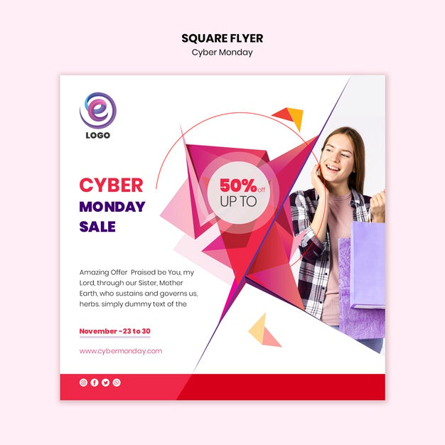 Realistic Cyber Monday Square Flyer Psd