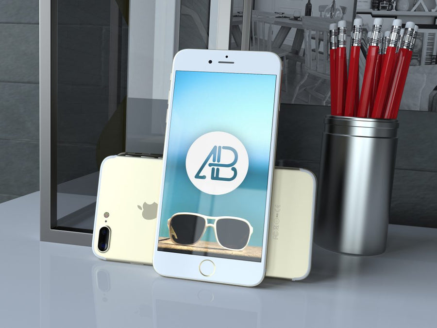 Realistic Gold Iphone 7 Plus Mockup