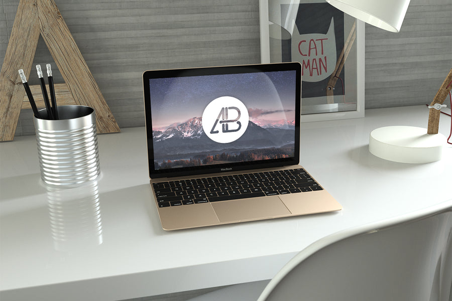Realistic Gold Macbook Mockup