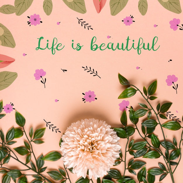 Realistic Leaves And Flower On Paper Psd