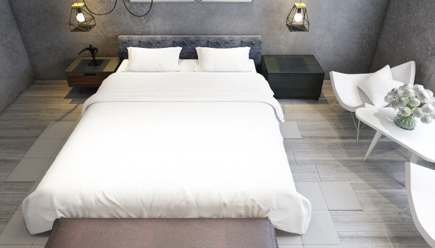 Realistic Modern Double Bedroom With Furniture Psd