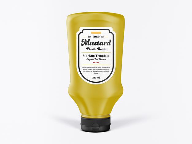 Realistic Mustard Mockup Bottle Psd