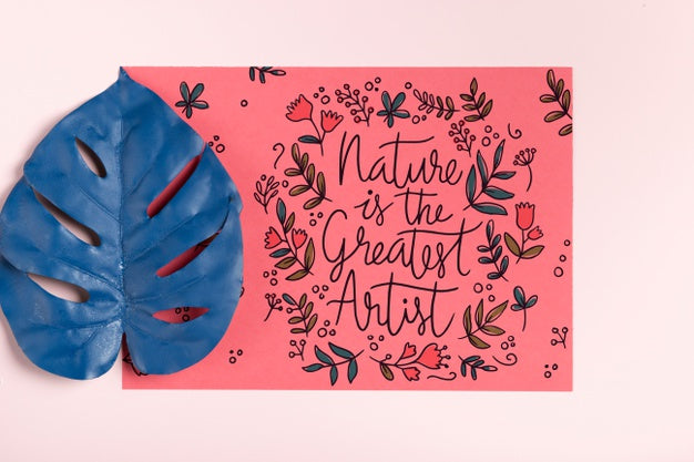 Realistic Painted Leaf Beside Paper With Message Psd