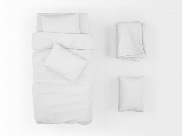 Realistic Single Bed, Duvet And Pillow Mockup On Top View Psd