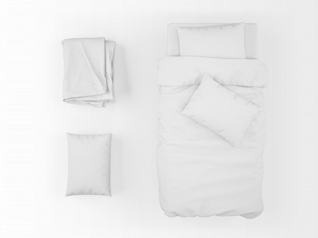 Realistic Single Bed, Duvet And Pillow Mockup On Top View Psd