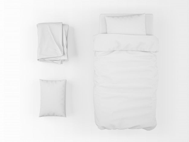 Realistic Single Bed, Duvet And Pillow Mockup On Top View Psd