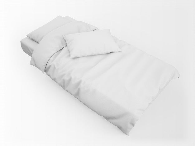 Realistic Single Bed, Duvet And Pillow Mockup Psd