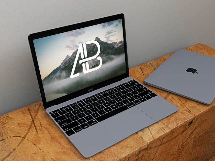 Realistic Space Grey Macbook Mockup