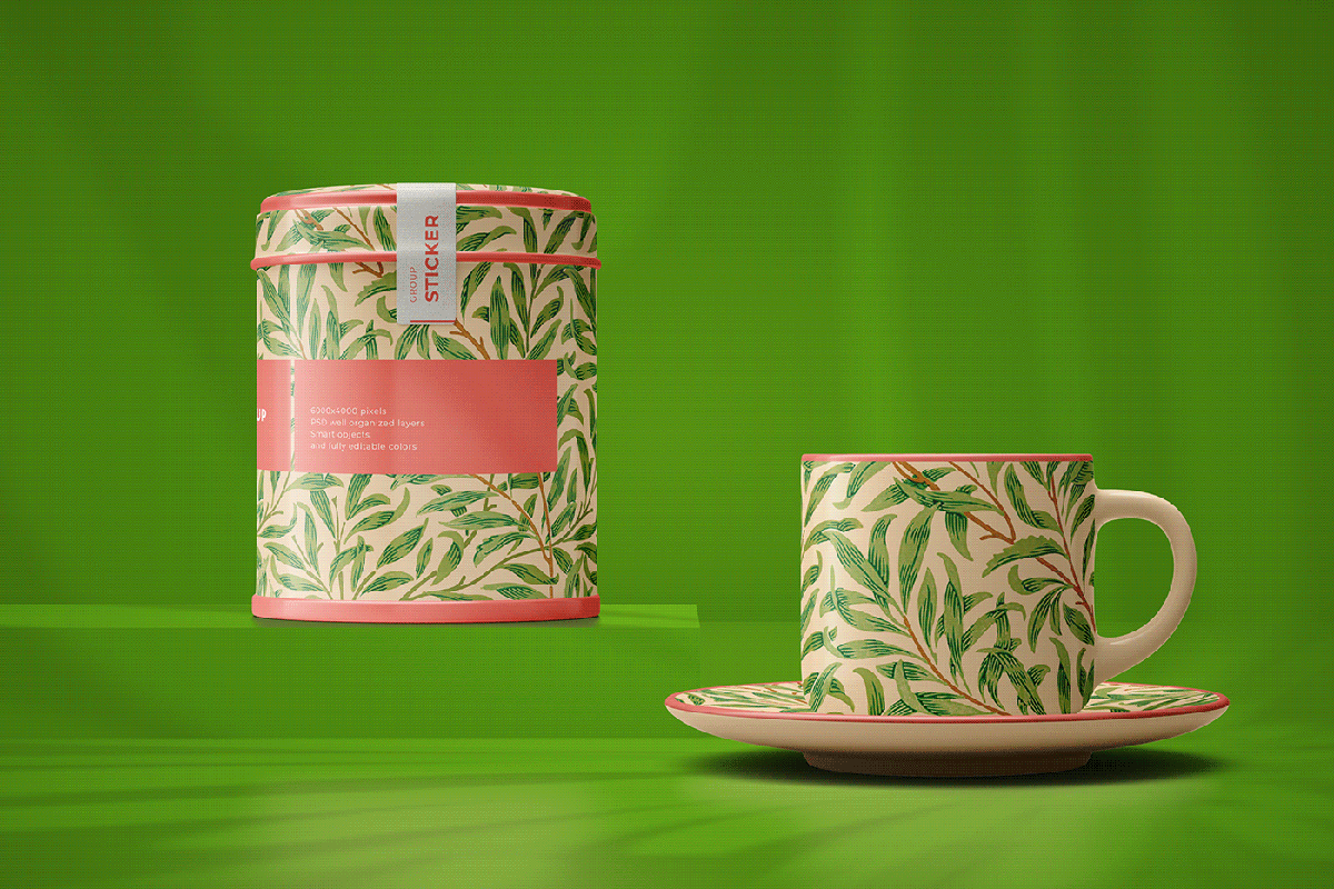Realistic Tea Set Mockup