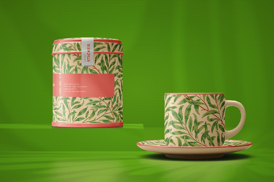 Realistic Tea Set Mockup