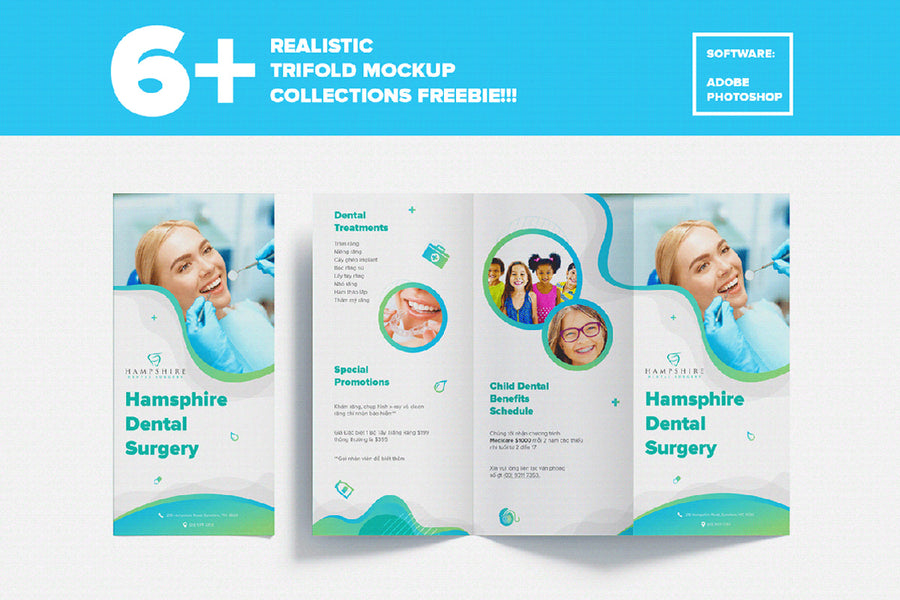 Realistic Trifold Mockup Collections