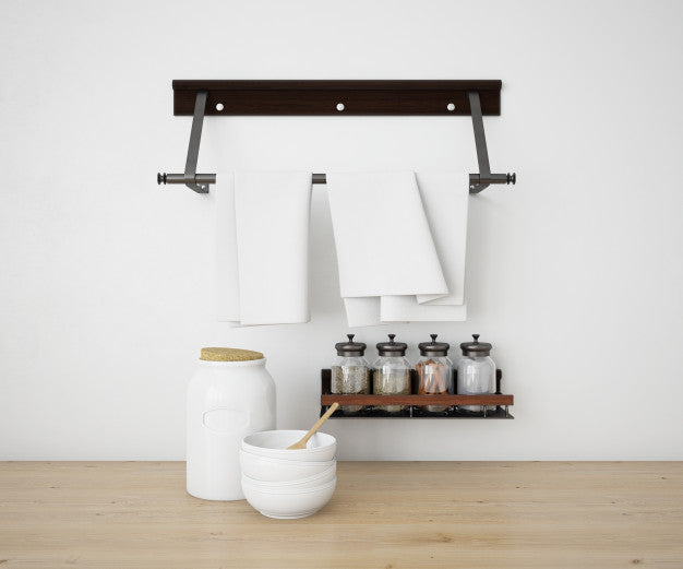 Realistic Utensils Kitchen Mockup Psd