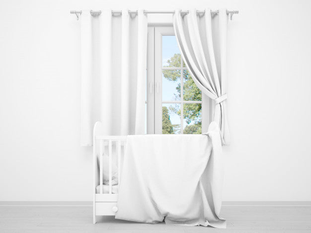 Realistic White Baby Bedroom With A Window And A Cradle Psd