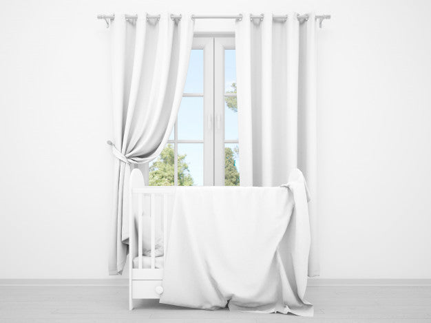 Realistic White Baby Bedroom With A Window And A Cradle Psd