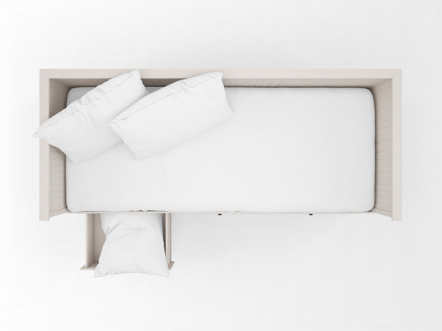 Realistic White Bed With Drawers On Top View Psd