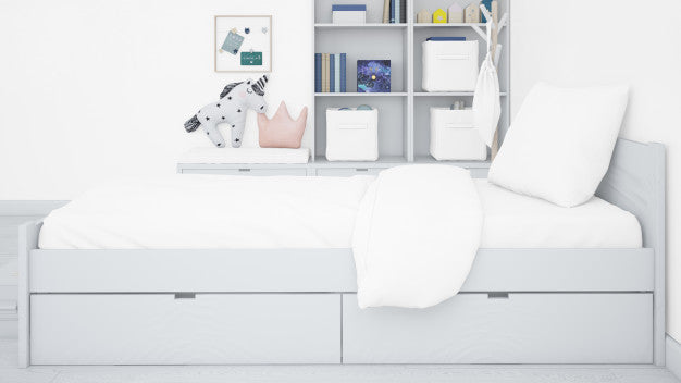 Realistic White Bedroom Psd