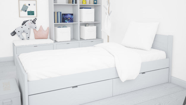 Realistic White Bedroom Psd