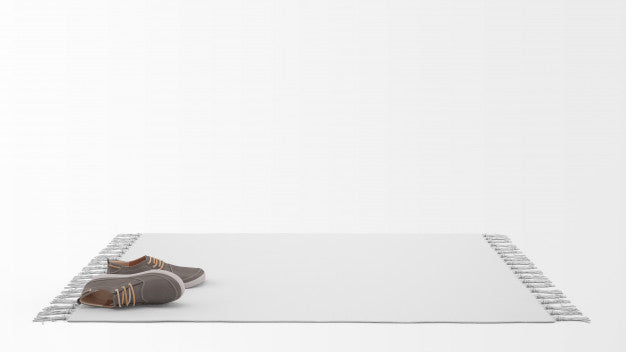 Realistic White Carpet With A Pair Of Shoes Psd